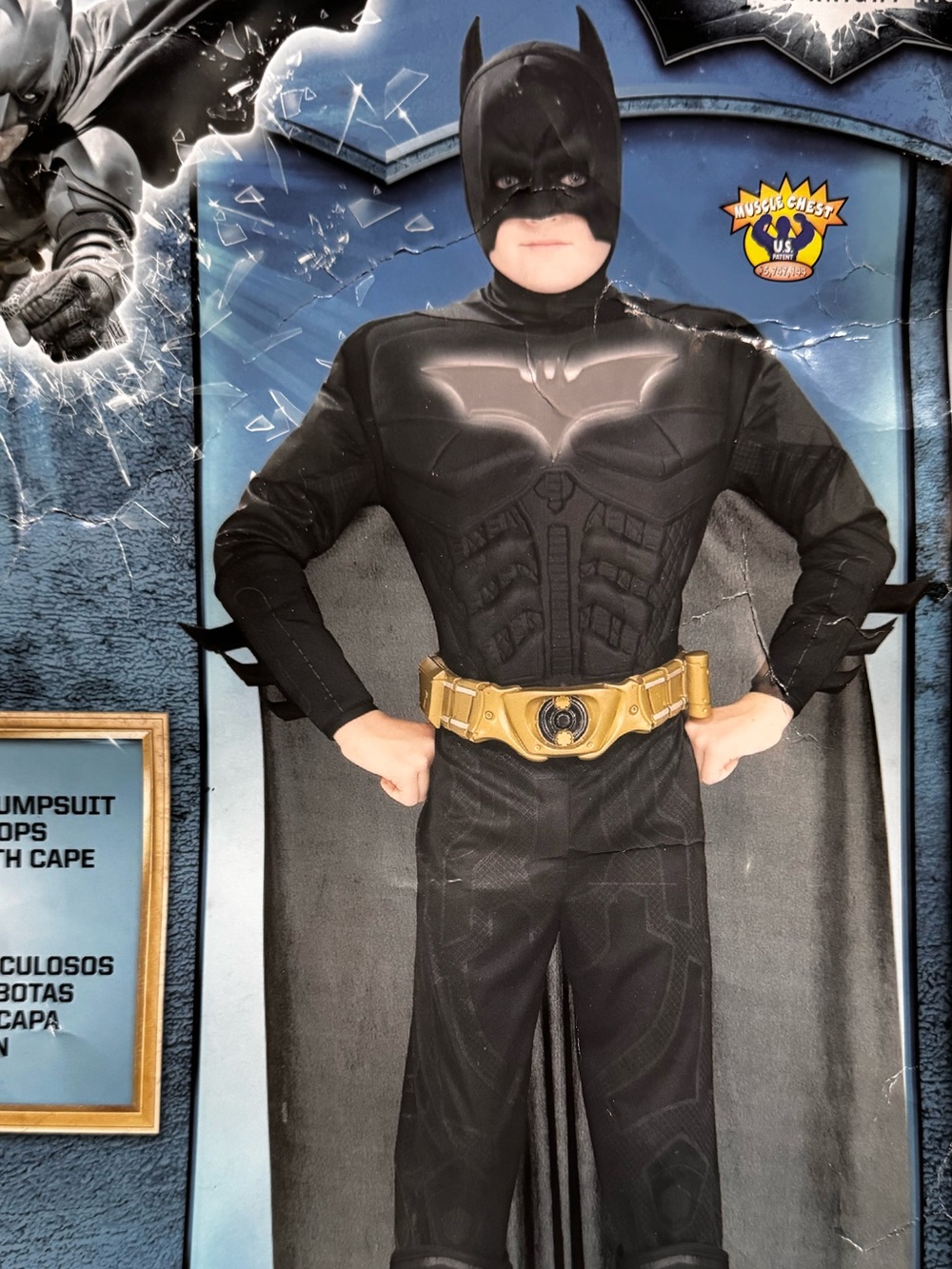 “Batman” The Dark Knight Rises Boy Costume with Gold Utility Belt
